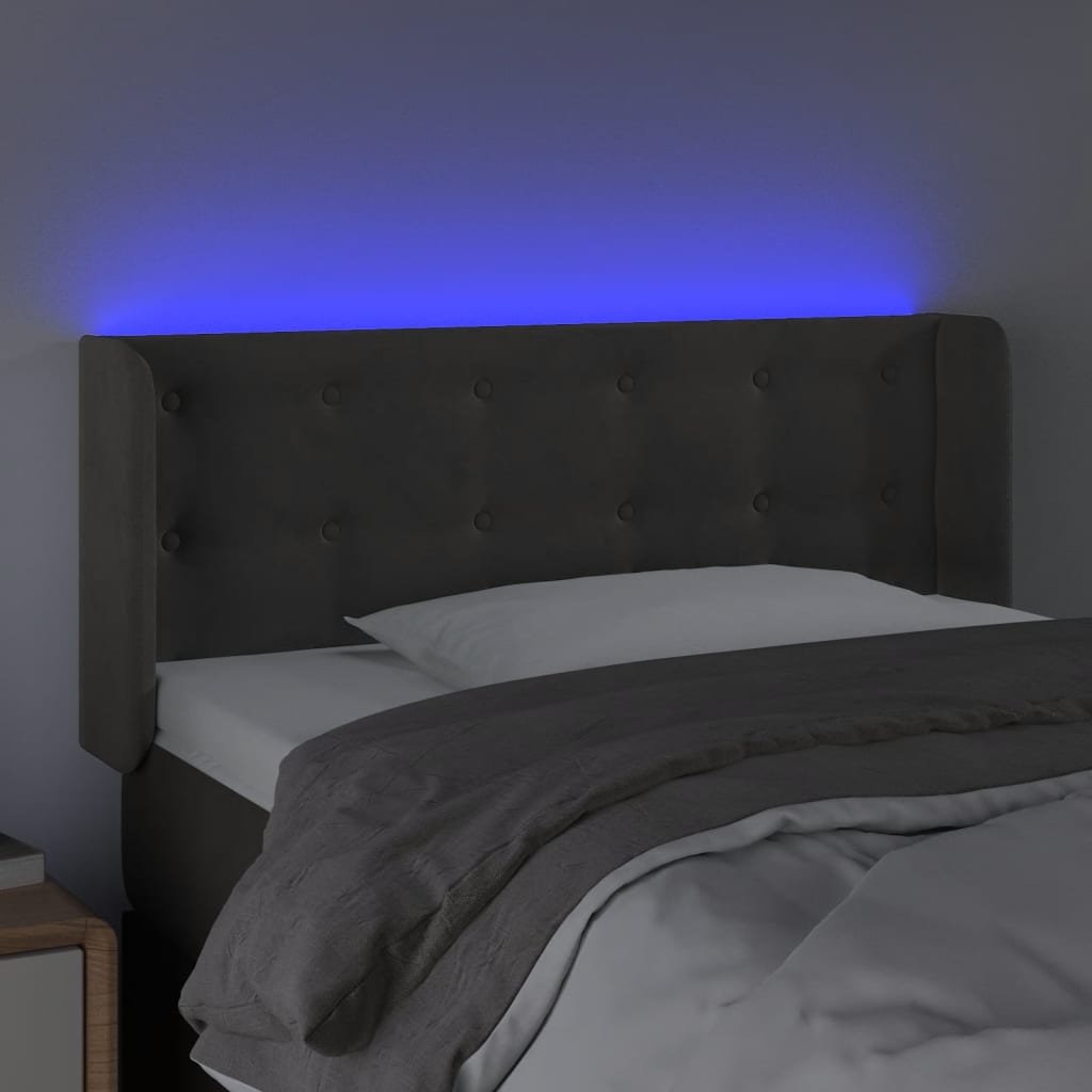 Tête de lit à LED Gris foncé 103x16x78/88 cm Velours - XIOS