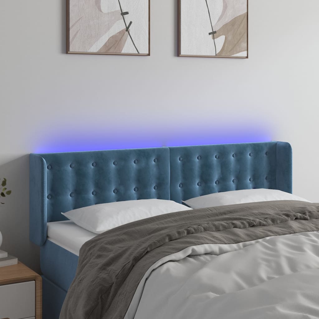 Tête de lit à LED Bleu foncé 147x16x78/88 cm Velours - XIOS