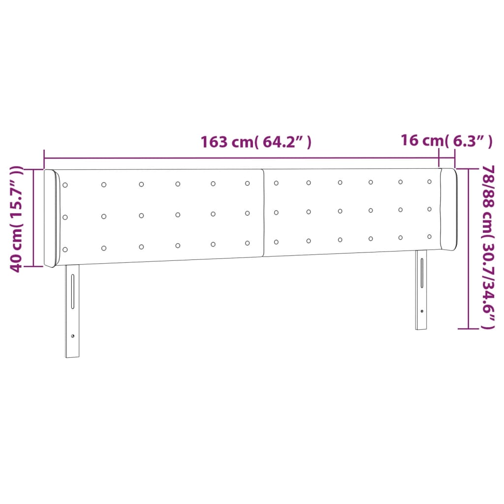 Tête de lit à LED Gris foncé 163x16x78/88 cm Velours - XIOS