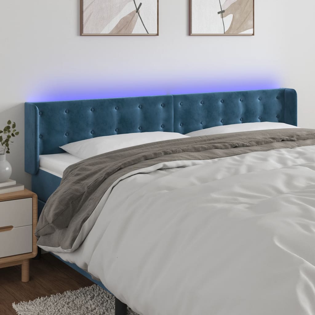 Tête de lit à LED Bleu foncé 183x16x78/88 cm Velours - XIOS