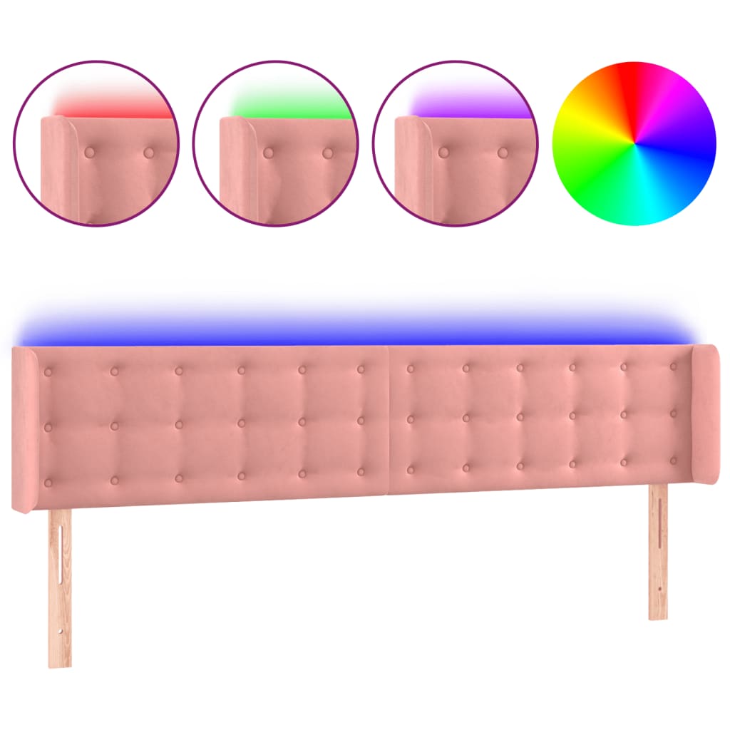 Tête de lit à LED Rose 183x16x78/88 cm Velours - XIOS