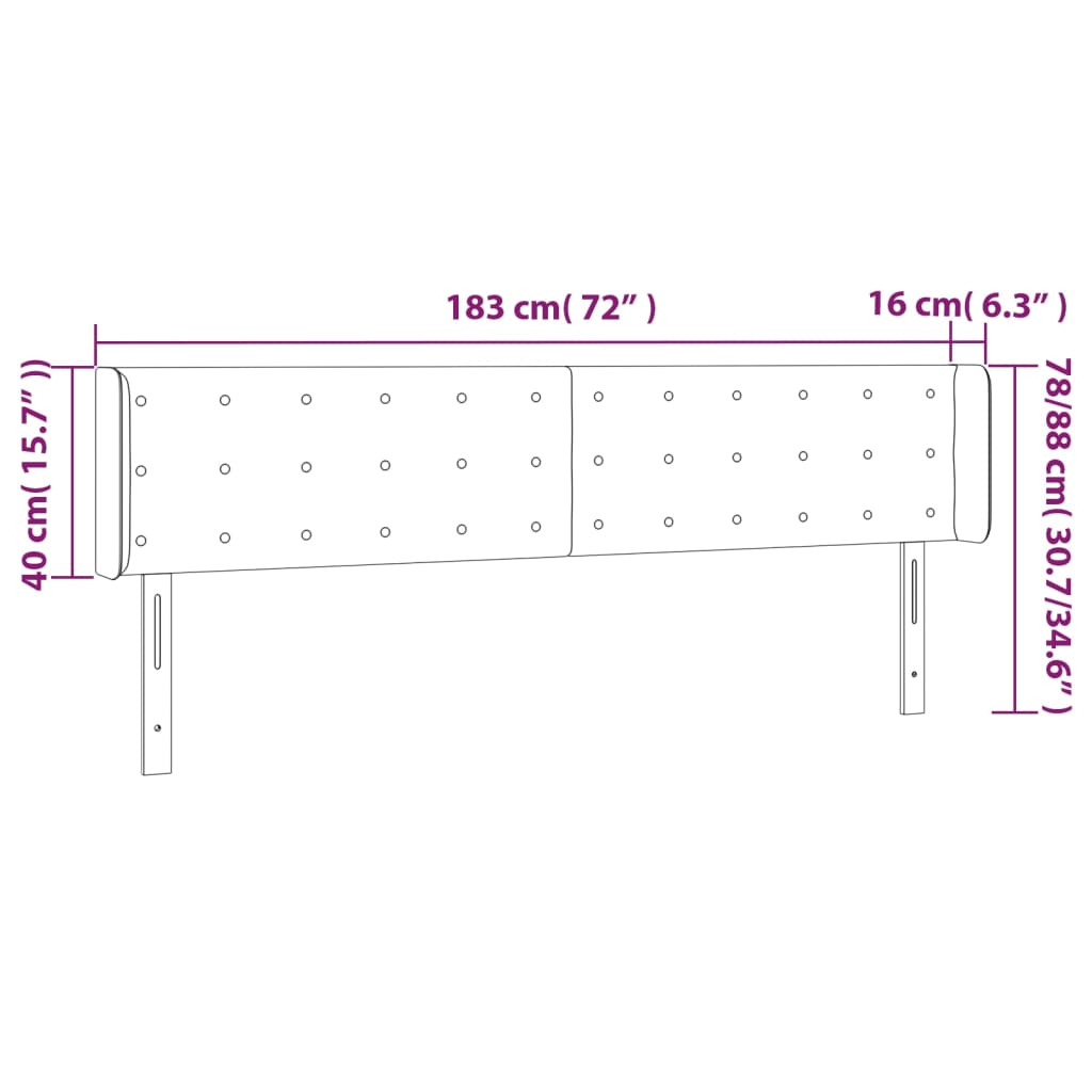 Tête de lit à LED Rose 183x16x78/88 cm Velours - XIOS