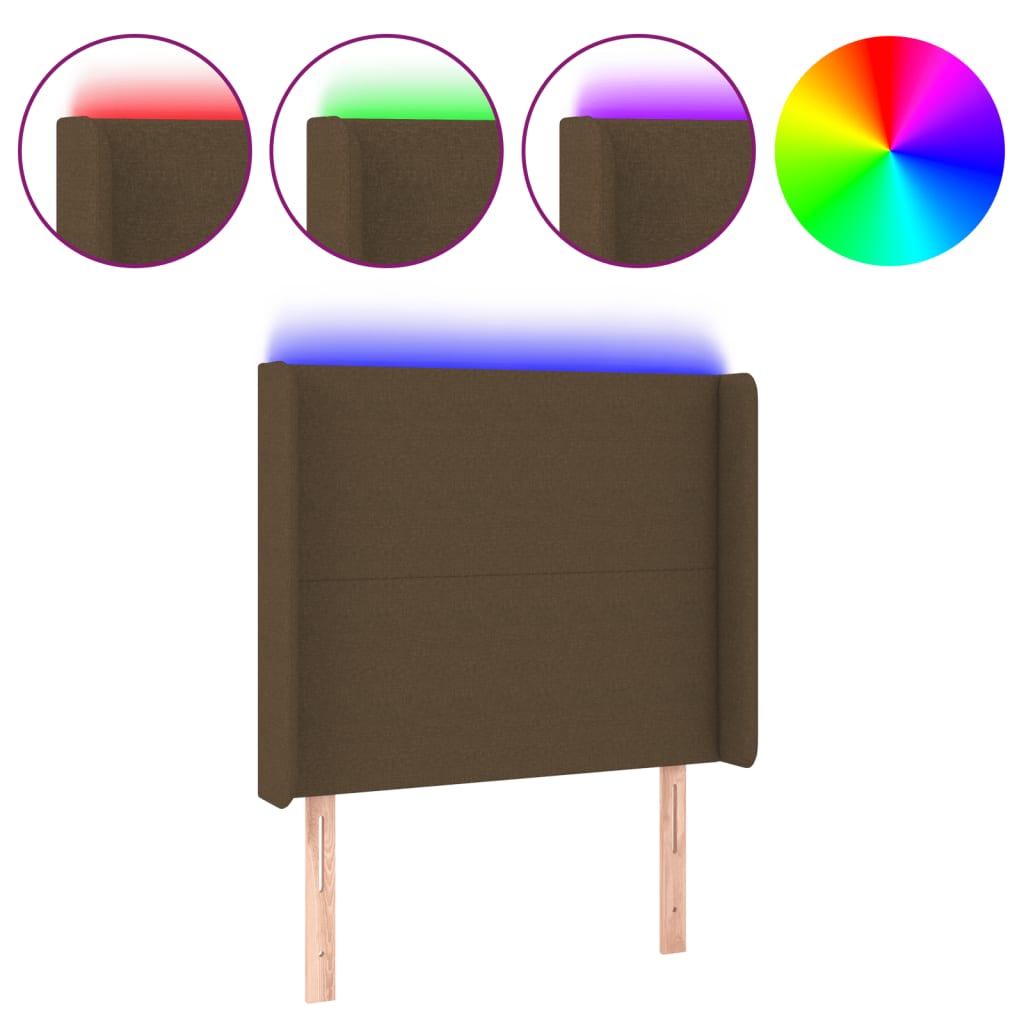 Tête de lit à LED Marron foncé 83x16x118/128 cm Tissu - XIOS