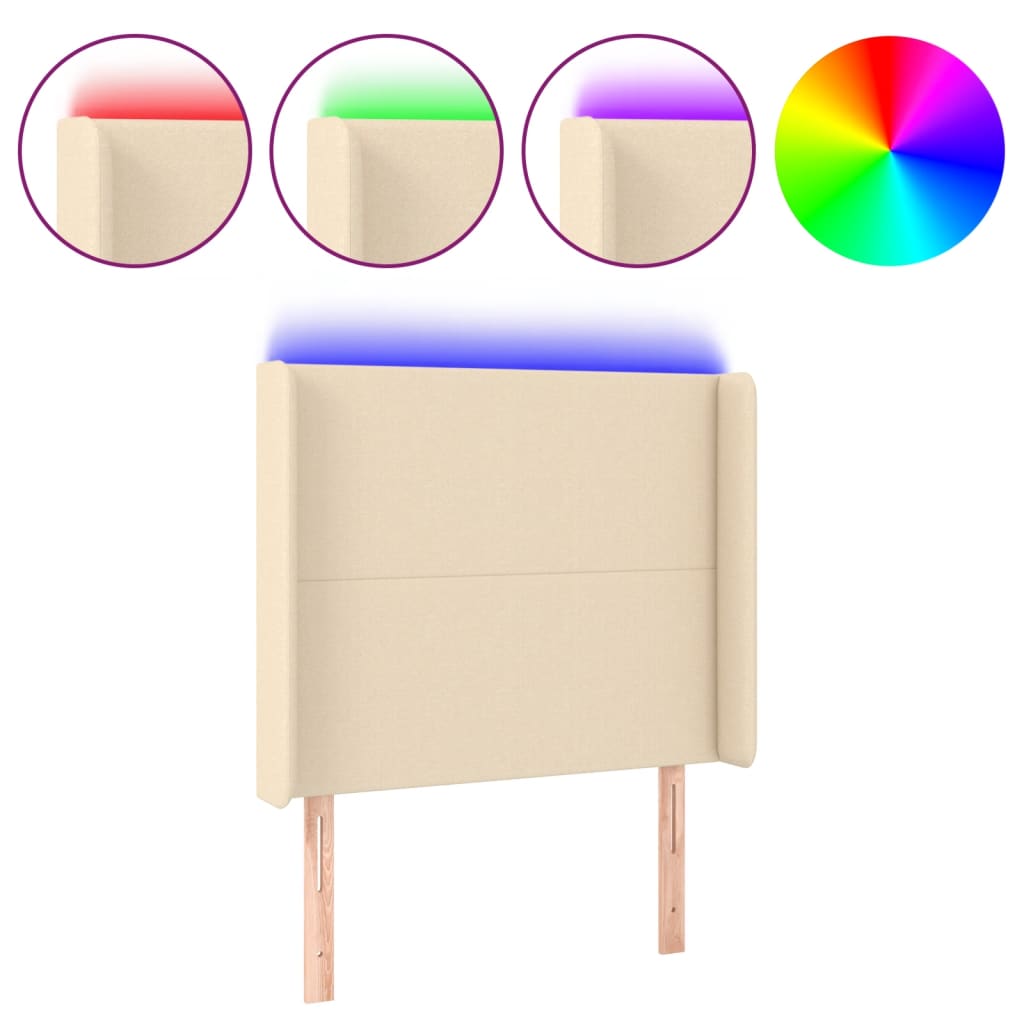 Tête de lit à LED Crème 83x16x118/128 cm Tissu - XIOS