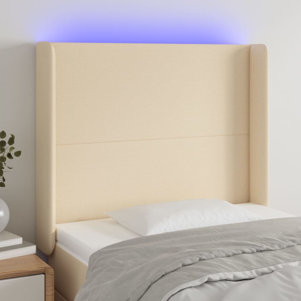 Tête de lit à LED Crème 83x16x118/128 cm Tissu - XIOS