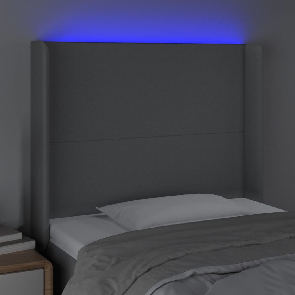 Tête de lit à LED Gris clair 93x16x118/128 cm Tissu - XIOS