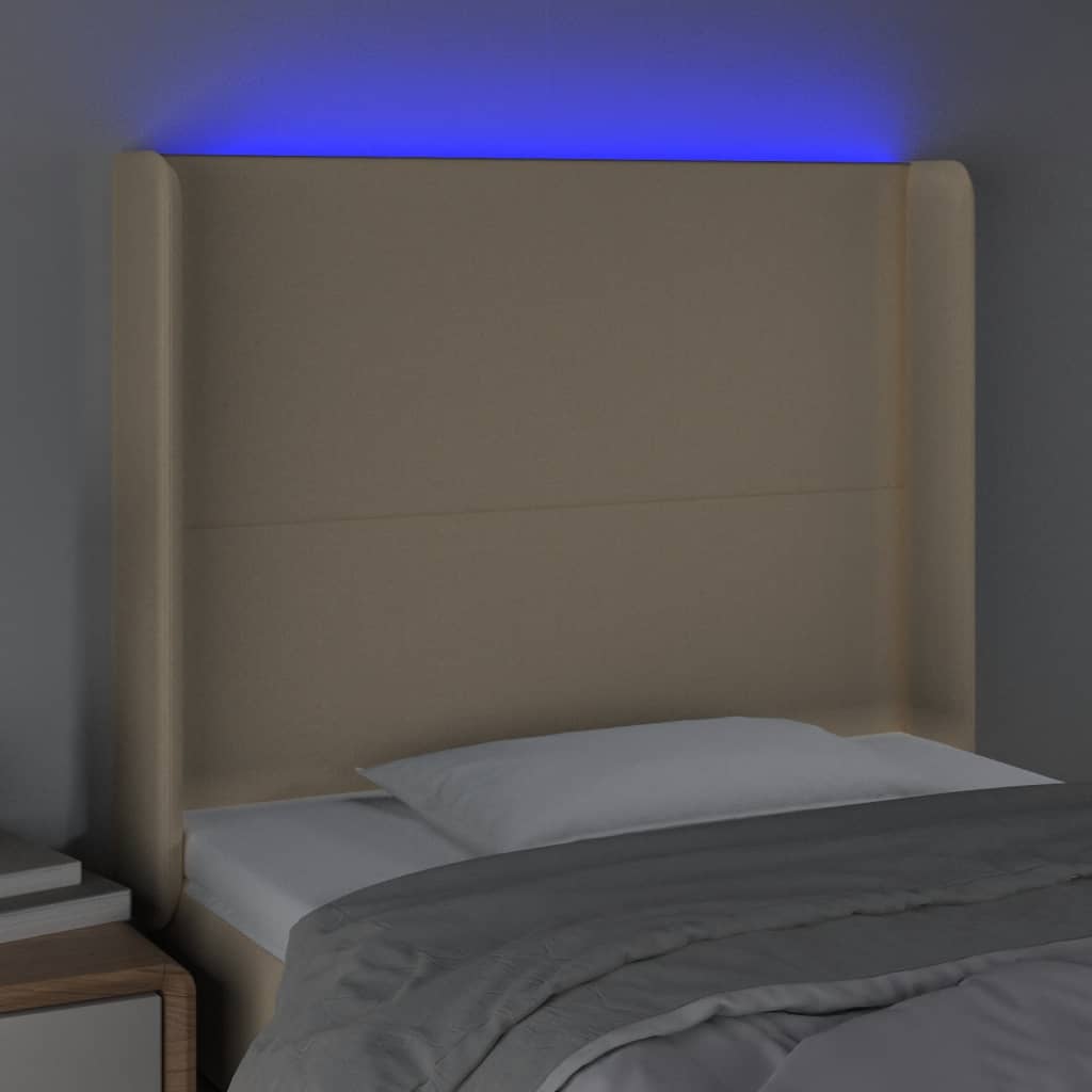 Tête de lit à LED Crème 93x16x118/128 cm Tissu - XIOS