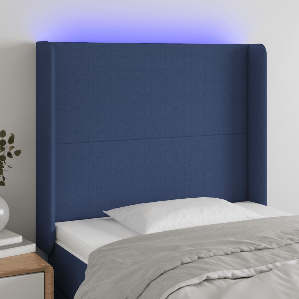 Tête de lit à LED Bleu 93x16x118/128 cm Tissu - XIOS