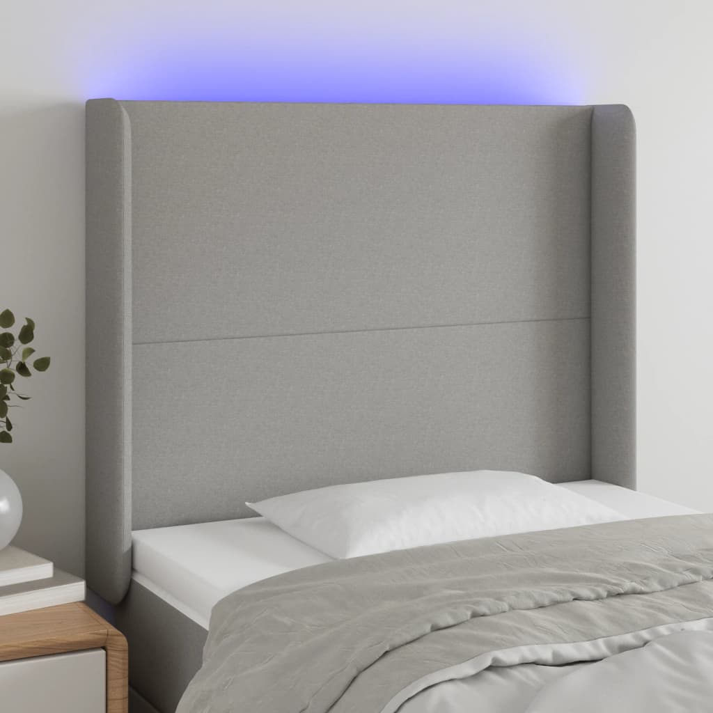 Tête de lit à LED Gris clair 103x16x118/128 cm Tissu - XIOS