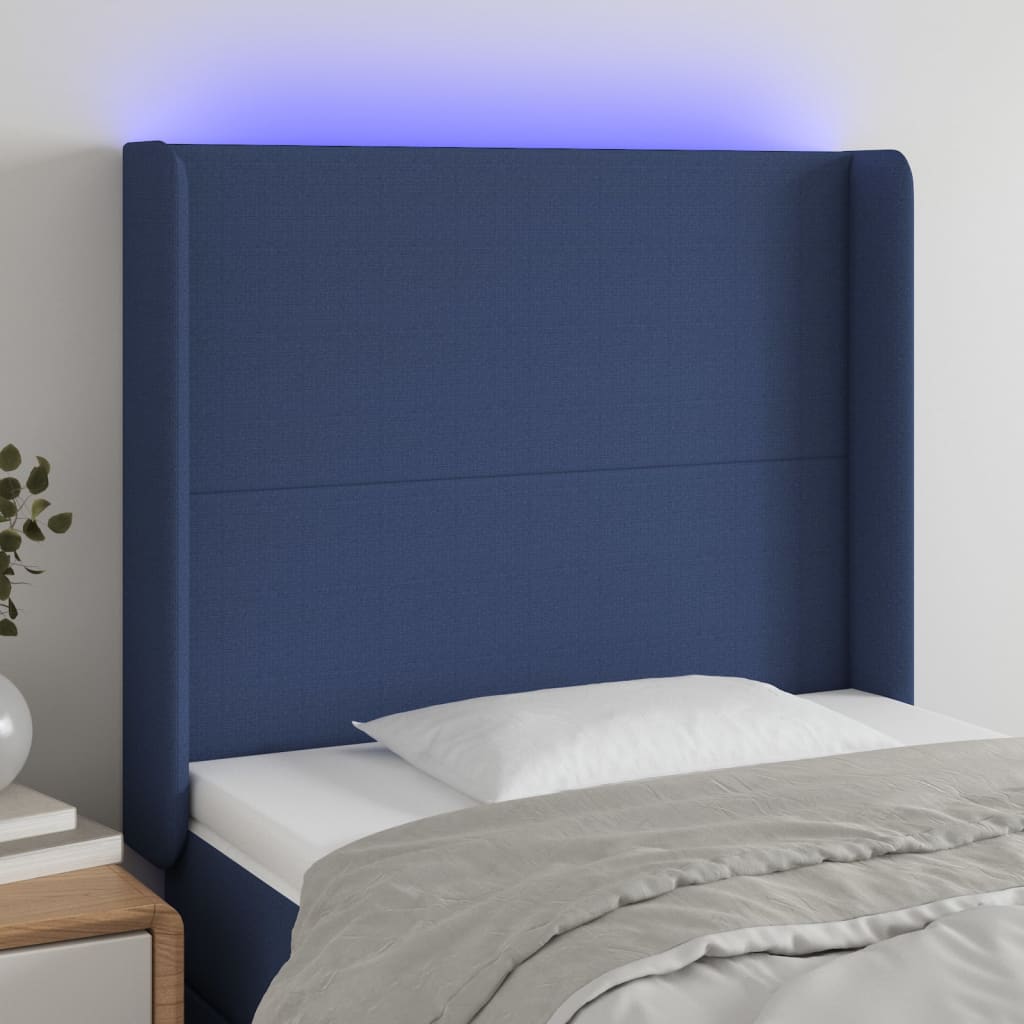 Tête de lit à LED Bleu 103x16x118/128 cm Tissu - XIOS