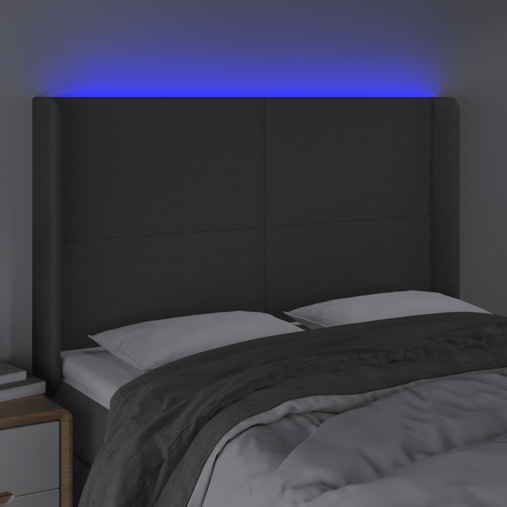 Tête de lit à LED Gris foncé 147x16x118/128 cm Tissu - XIOS