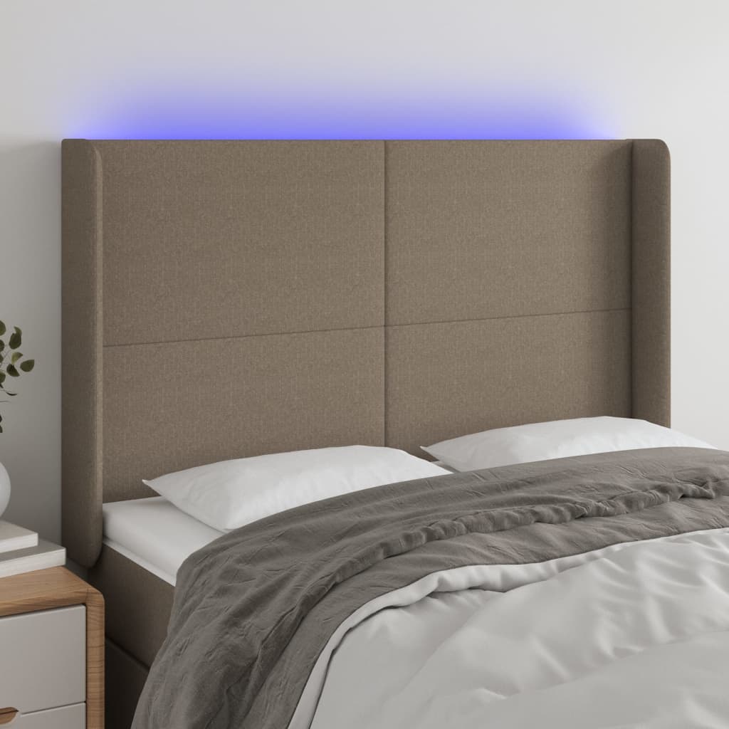 Tête de lit à LED Taupe 147x16x118/128 cm Tissu - XIOS