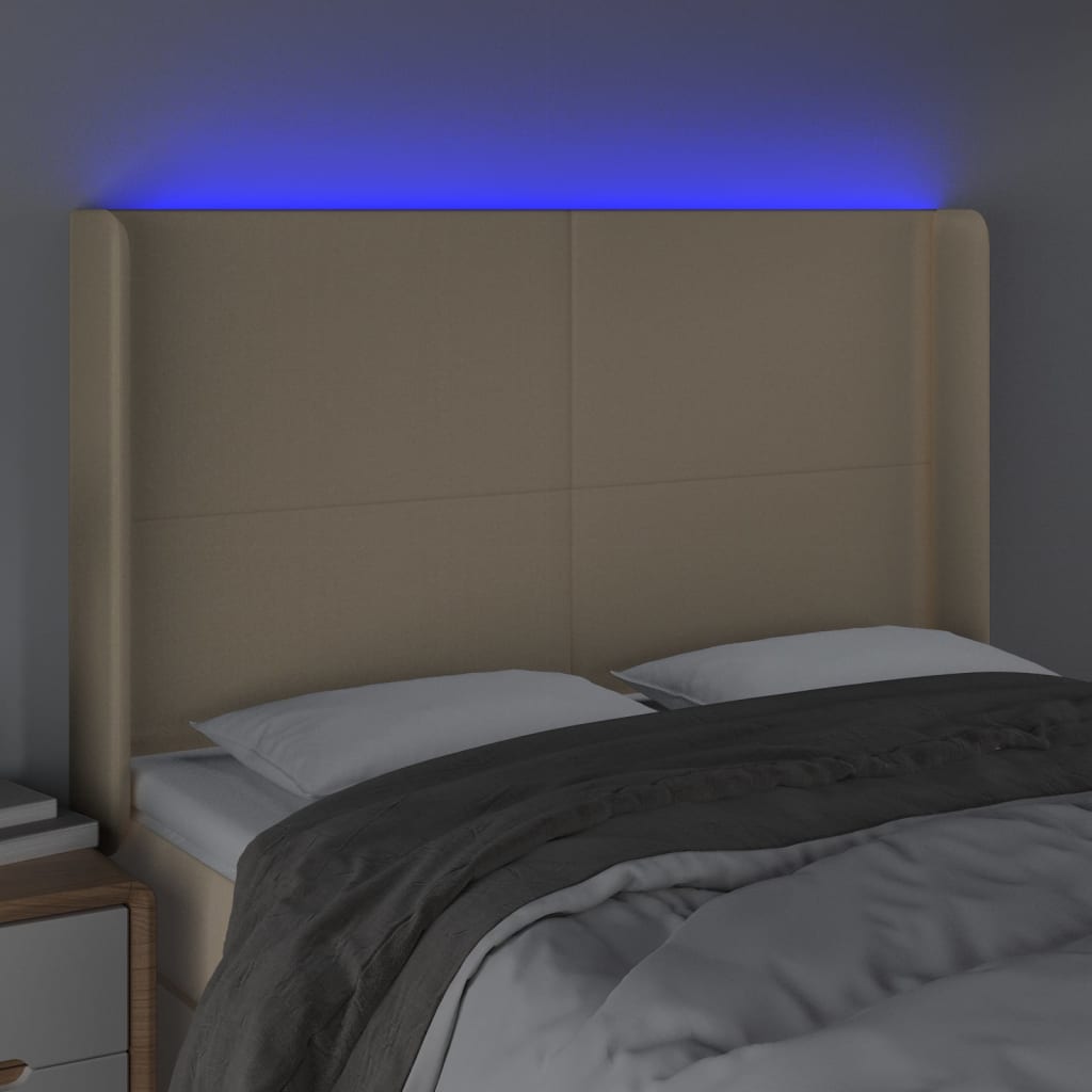 Tête de lit à LED Crème 147x16x118/128 cm Tissu - XIOS