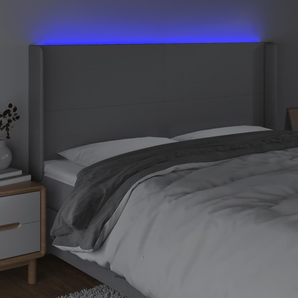 Tête de lit à LED Gris clair 163x16x118/128 cm Tissu - XIOS