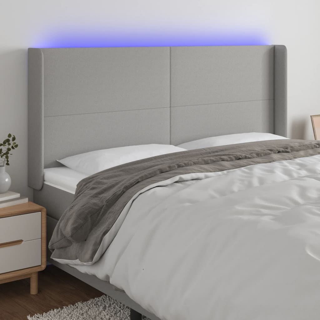 Tête de lit à LED Gris clair 183x16x118/128 cm Tissu - XIOS