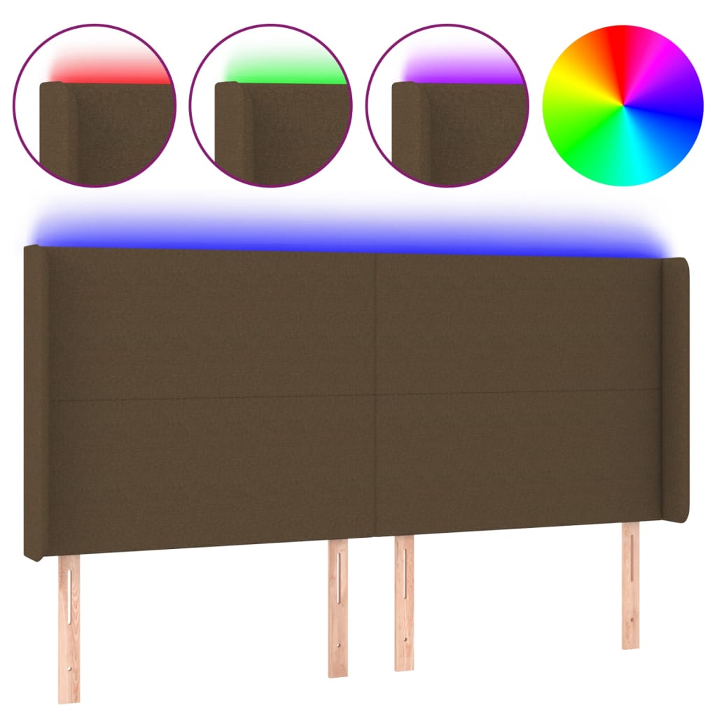 Tête de lit à LED Marron foncé 183x16x118/128 cm Tissu - XIOS