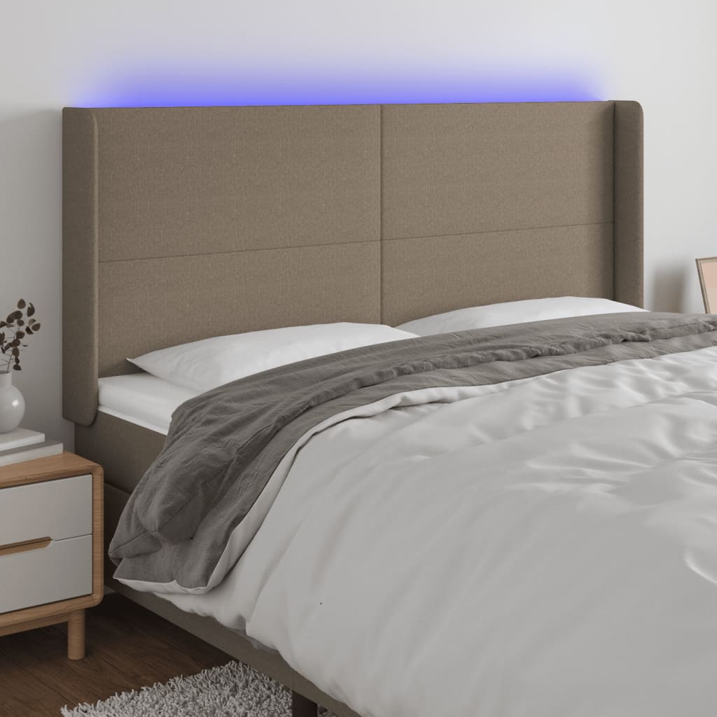 Tête de lit à LED Taupe 203x16x118/128 cm Tissu - XIOS