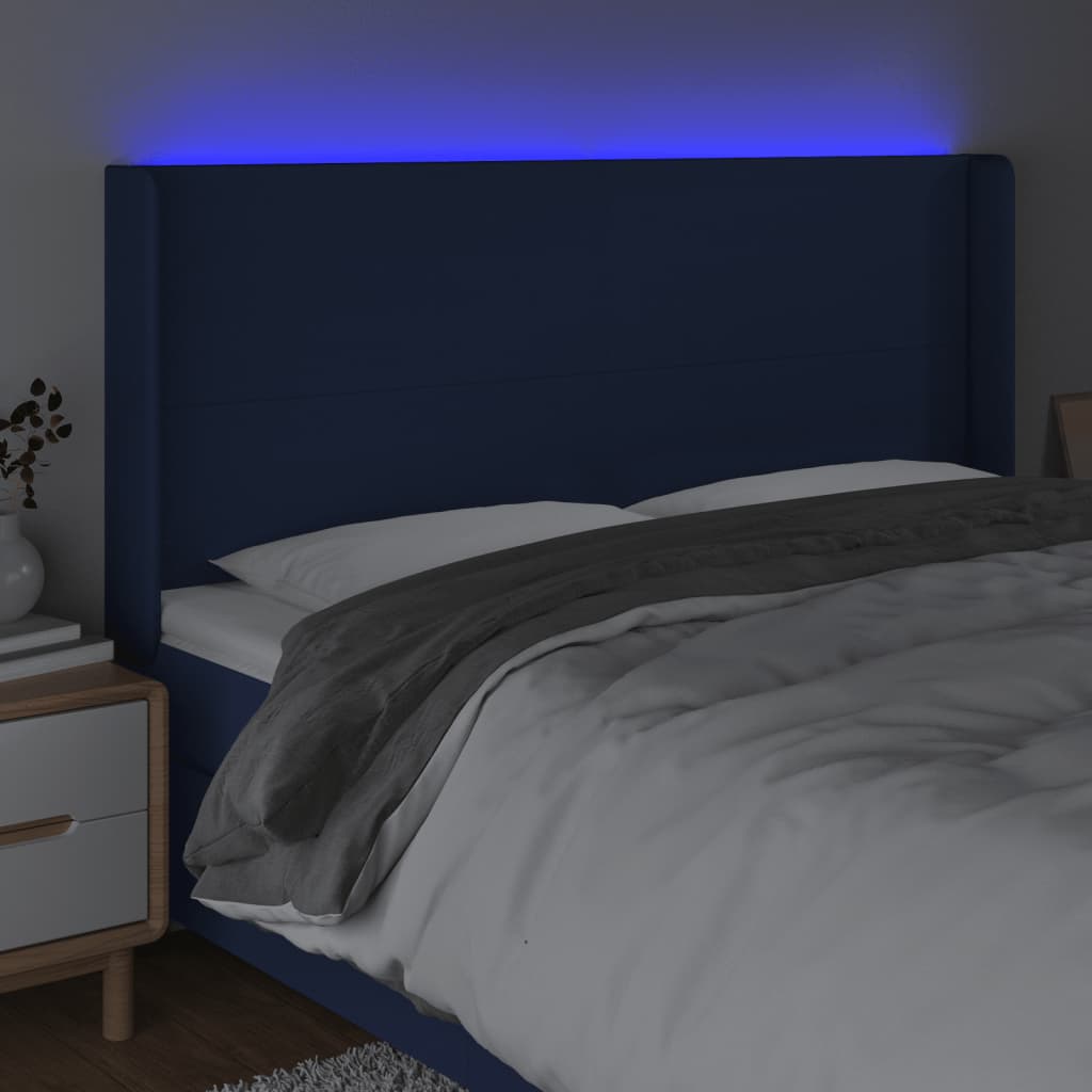 Tête de lit à LED Bleu 203x16x118/128 cm Tissu - XIOS