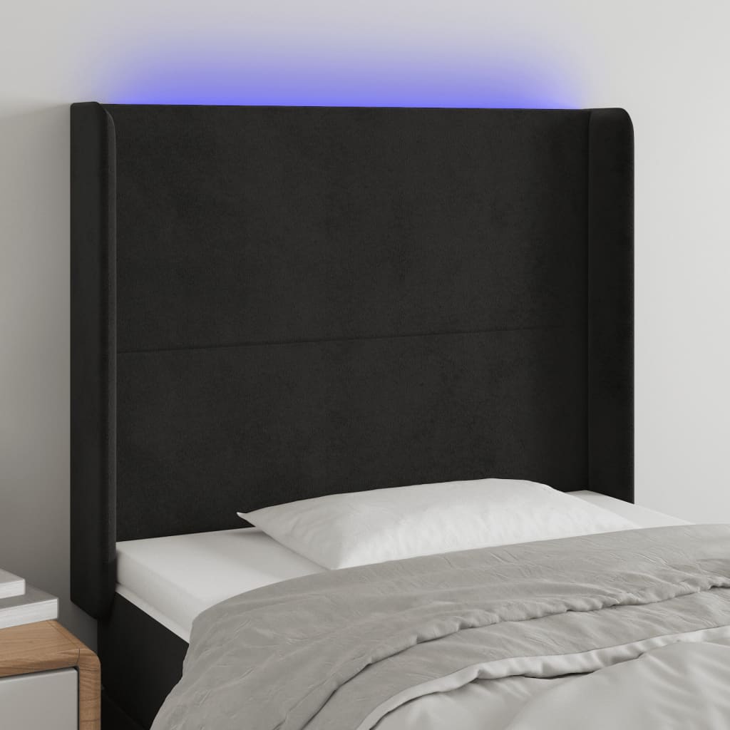 Tête de lit à LED Noir 83x16x118/128 cm Velours - XIOS