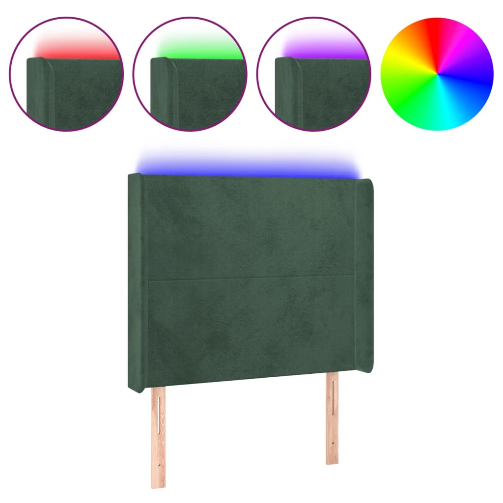 Tête de lit à LED Vert foncé 83x16x118/128 cm Velours - XIOS