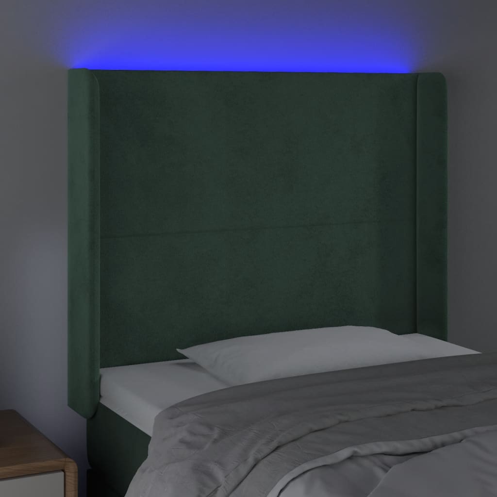 Tête de lit à LED Vert foncé 83x16x118/128 cm Velours - XIOS
