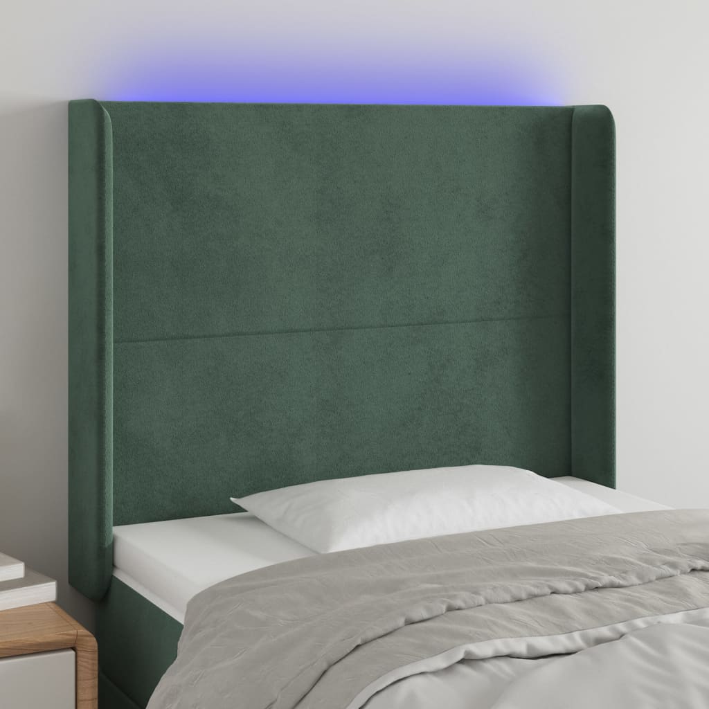 Tête de lit à LED Vert foncé 83x16x118/128 cm Velours - XIOS
