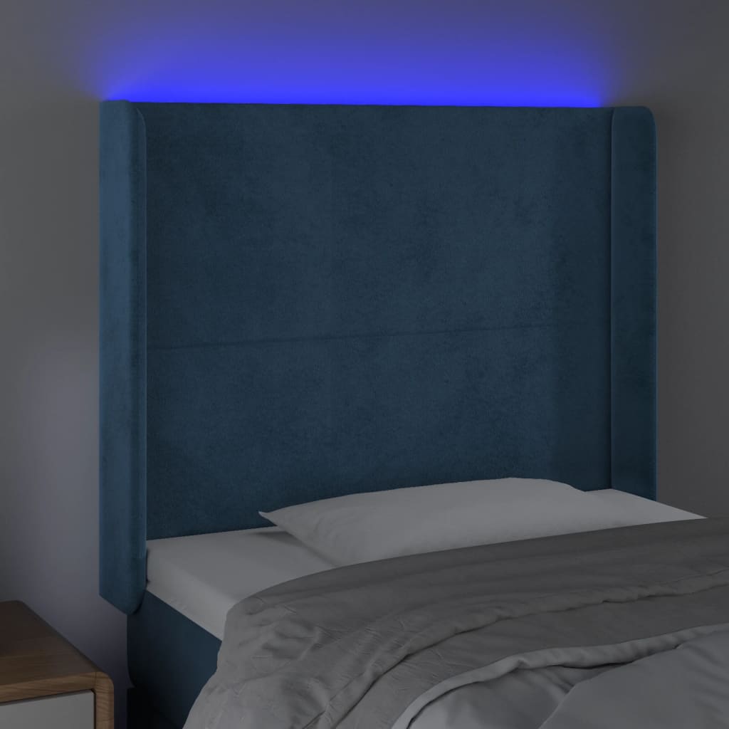 Tête de lit à LED Bleu foncé 83x16x118/128 cm Velours - XIOS