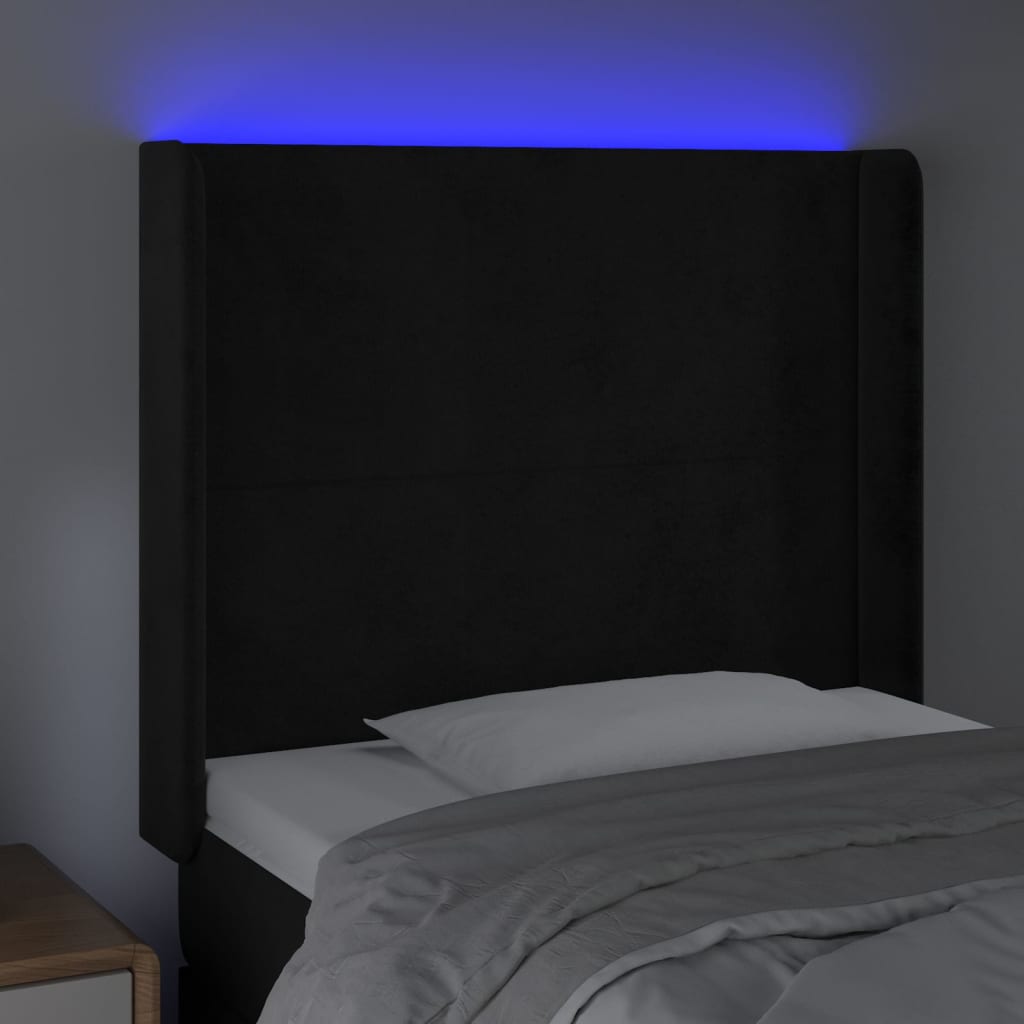 Tête de lit à LED Noir 93x16x118/128 cm Velours - XIOS