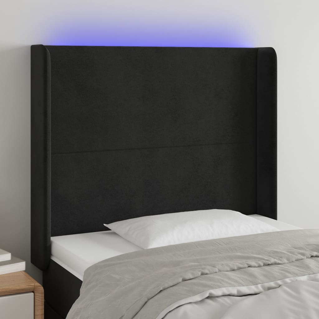 Tête de lit à LED Noir 93x16x118/128 cm Velours - XIOS