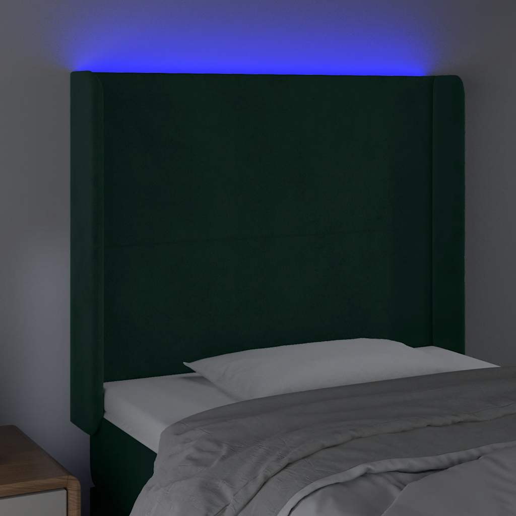 Tête de lit à LED Vert foncé 93x16x118/128 cm Velours - XIOS