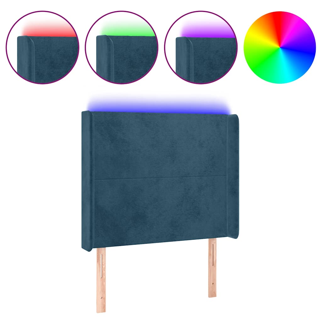 Tête de lit à LED Bleu foncé 103x16x118/128 cm Velours - XIOS
