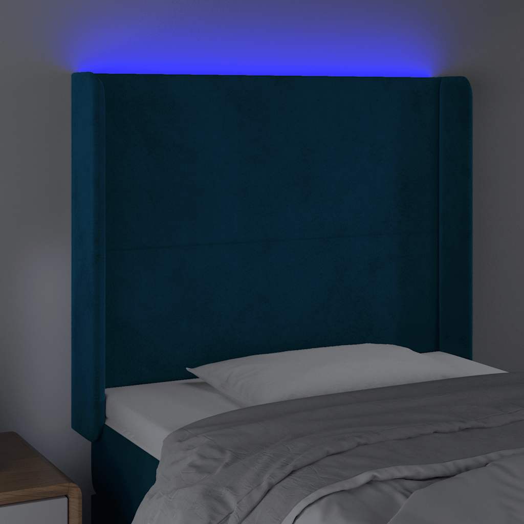 Tête de lit à LED Bleu foncé 103x16x118/128 cm Velours - XIOS