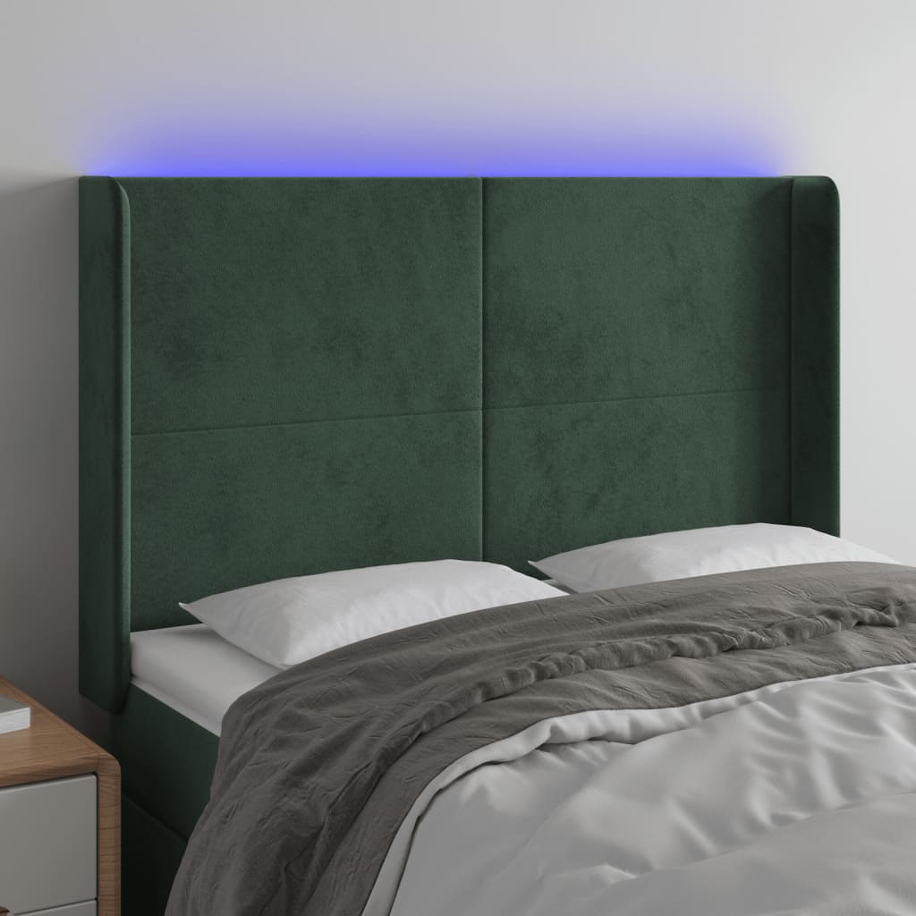 Tête de lit à LED Vert foncé 147x16x118/128 cm Velours - XIOS