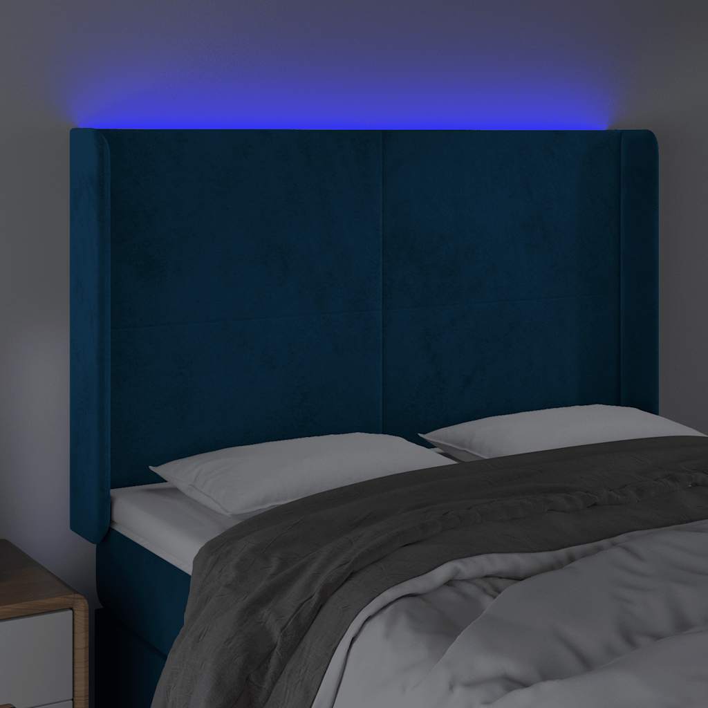 Tête de lit à LED Bleu foncé 147x16x118/128 cm Velours - XIOS