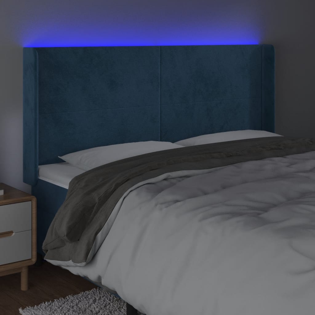 Tête de lit à LED Bleu foncé 163x16x118/128 cm Velours - XIOS
