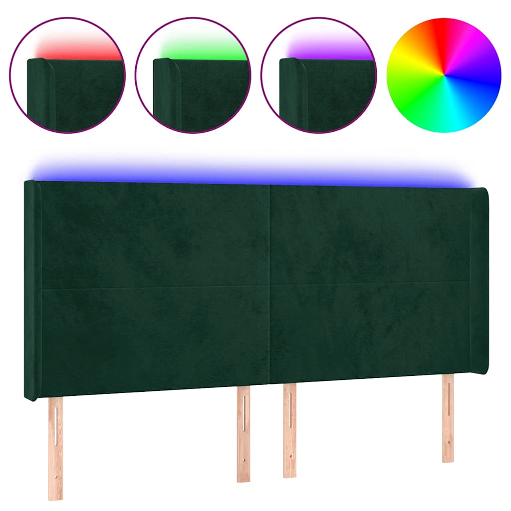 Tête de lit à LED Vert foncé 183x16x118/128 cm Velours - XIOS