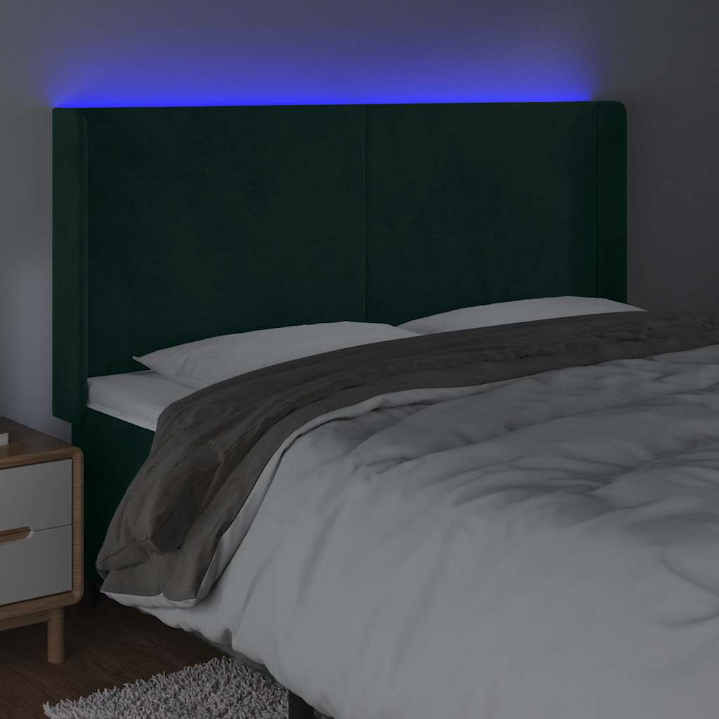 Tête de lit à LED Vert foncé 183x16x118/128 cm Velours - XIOS