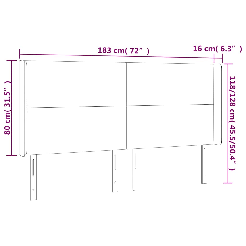 Tête de lit à LED Vert foncé 183x16x118/128 cm Velours - XIOS