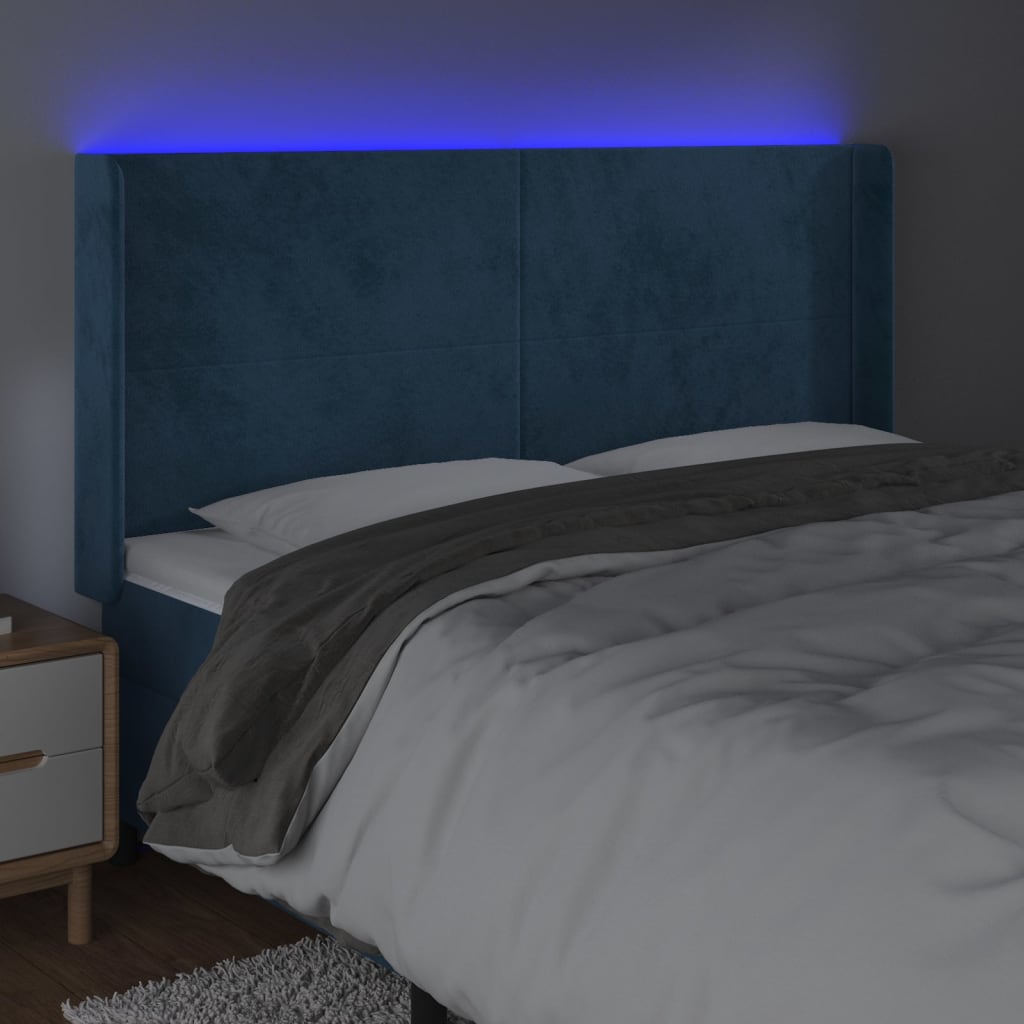 Tête de lit à LED Bleu foncé 183x16x118/128 cm Velours - XIOS
