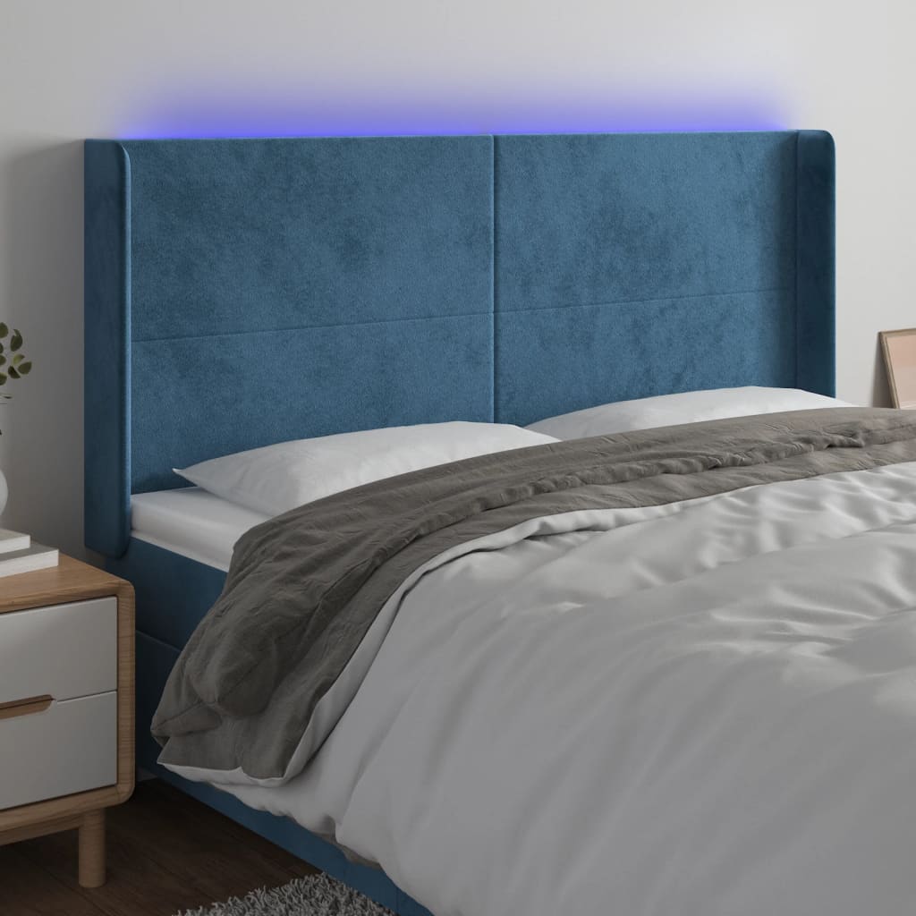 Tête de lit à LED Bleu foncé 183x16x118/128 cm Velours - XIOS
