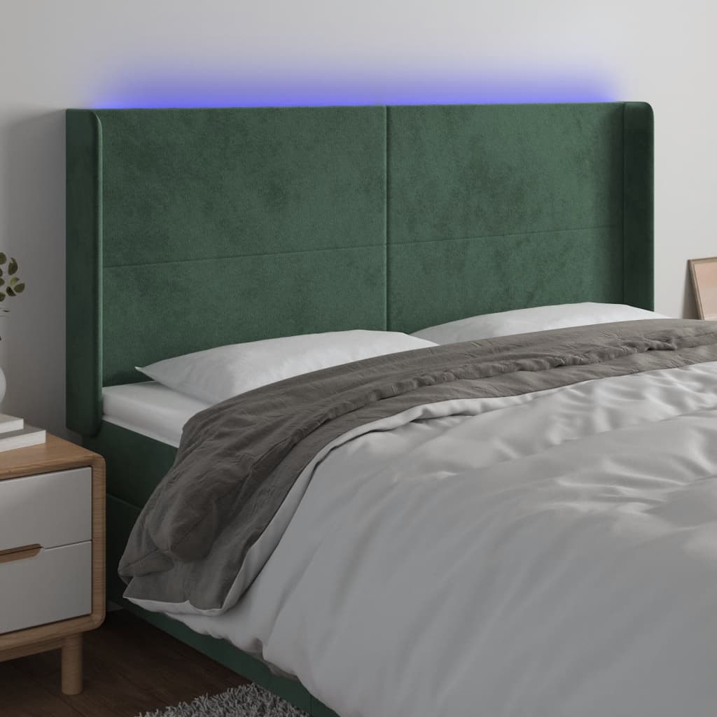 Tête de lit à LED Vert foncé 203x16x118/128 cm Velours - XIOS
