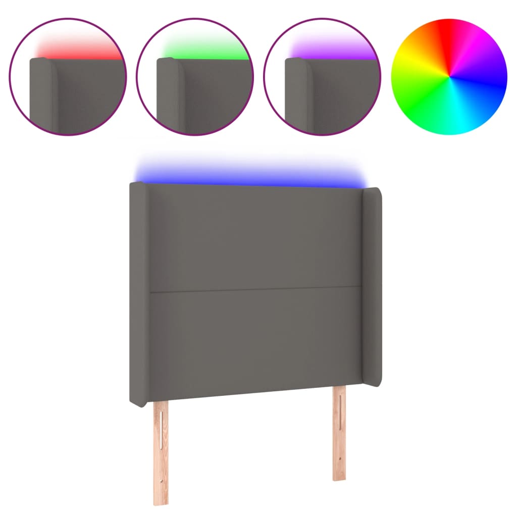 Tête de lit à LED Gris 83x16x118/128 cm Similicuir - XIOS