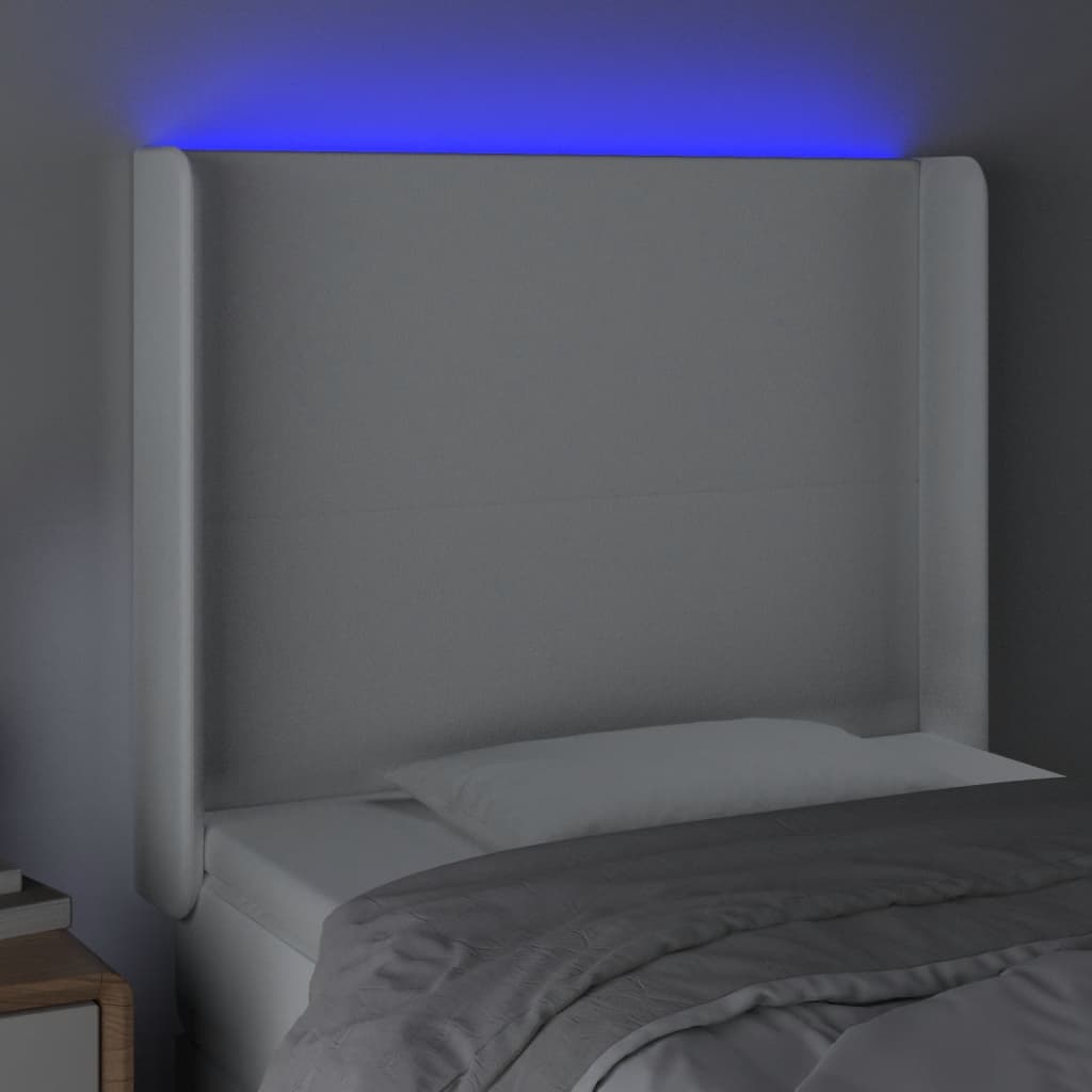 Tête de lit à LED Blanc 93x16x118/128 cm Similicuir - XIOS