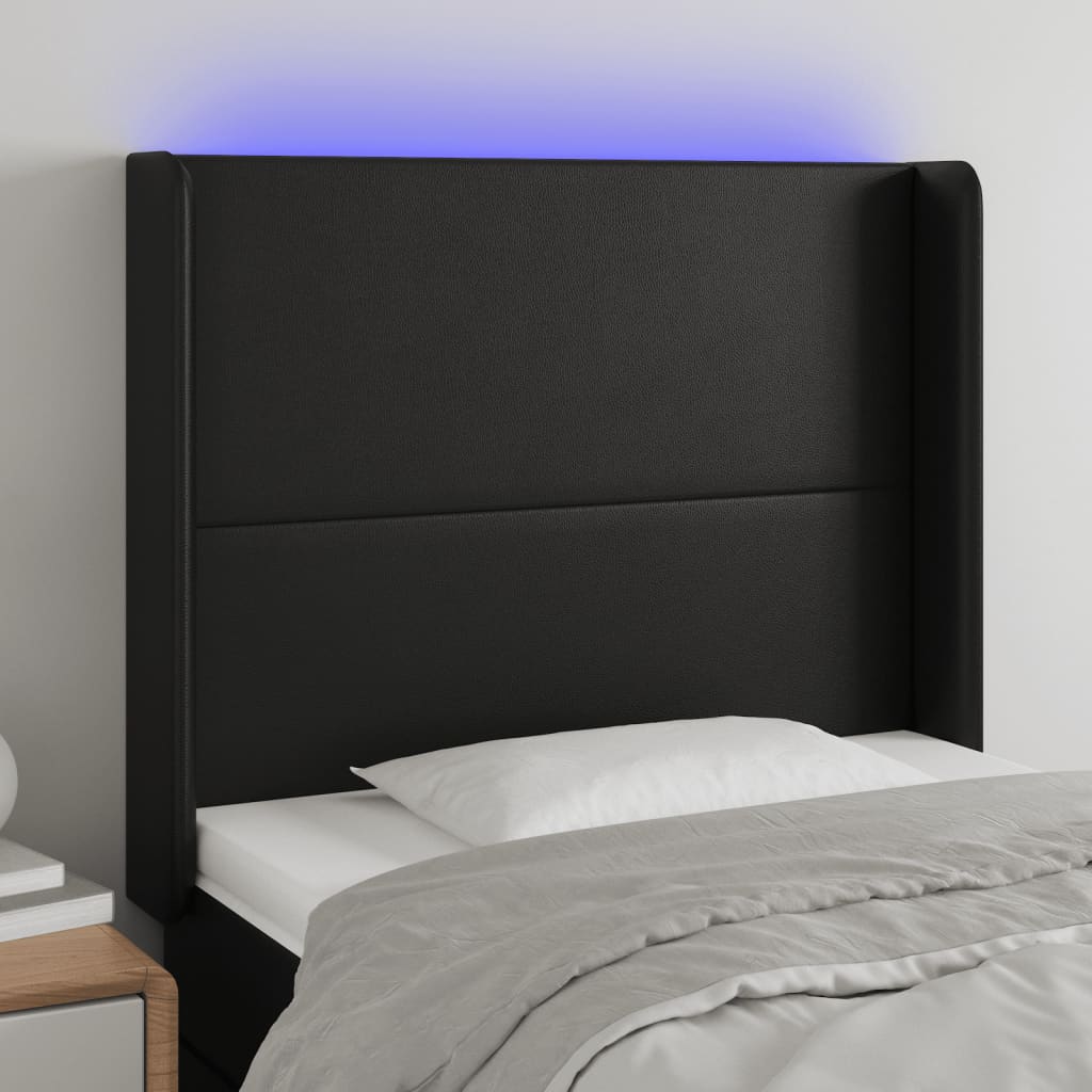 Tête de lit à LED Noir 103x16x118/128 cm Similicuir - XIOS
