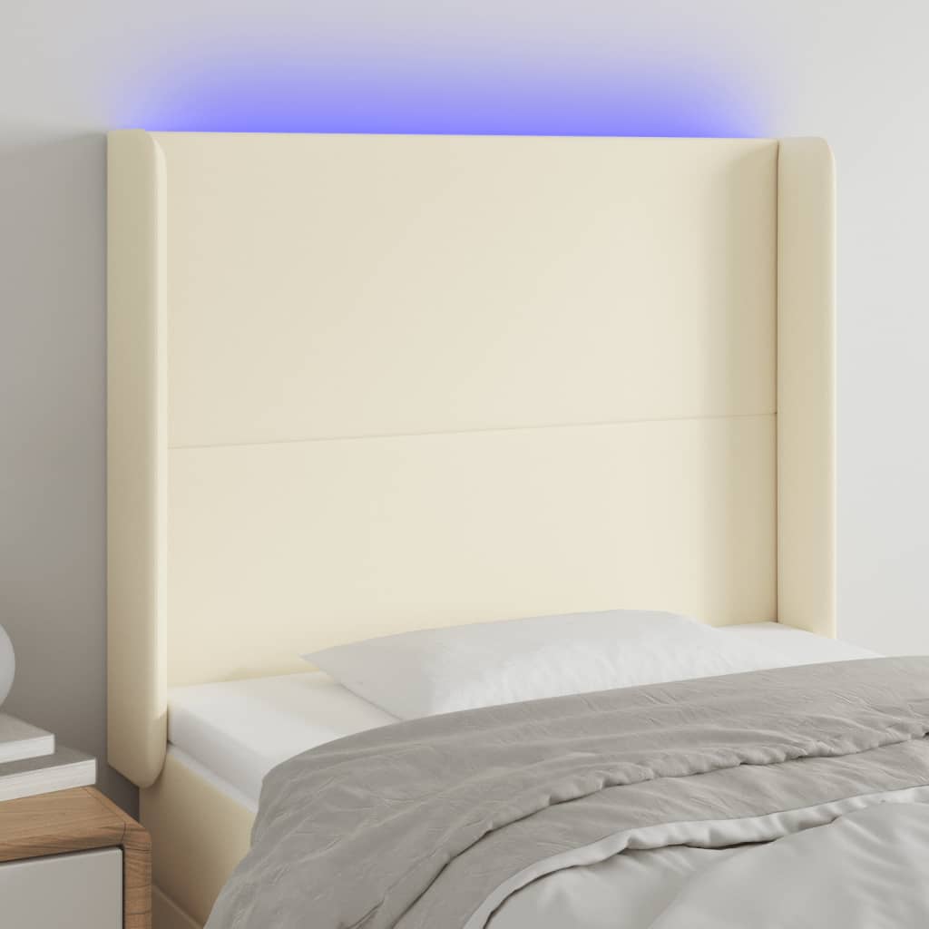 Tête de lit à LED Crème 103x16x118/128 cm Similicuir - XIOS