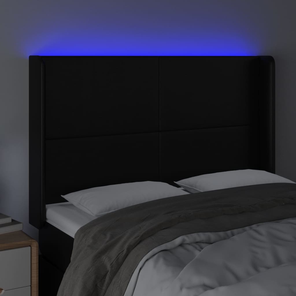 Tête de lit à LED Noir 147x16x118/128 cm Similicuir - XIOS