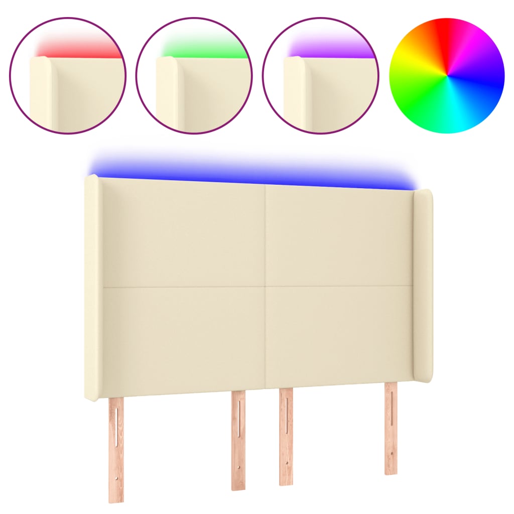 Tête de lit à LED Crème 147x16x118/128 cm Similicuir - XIOS