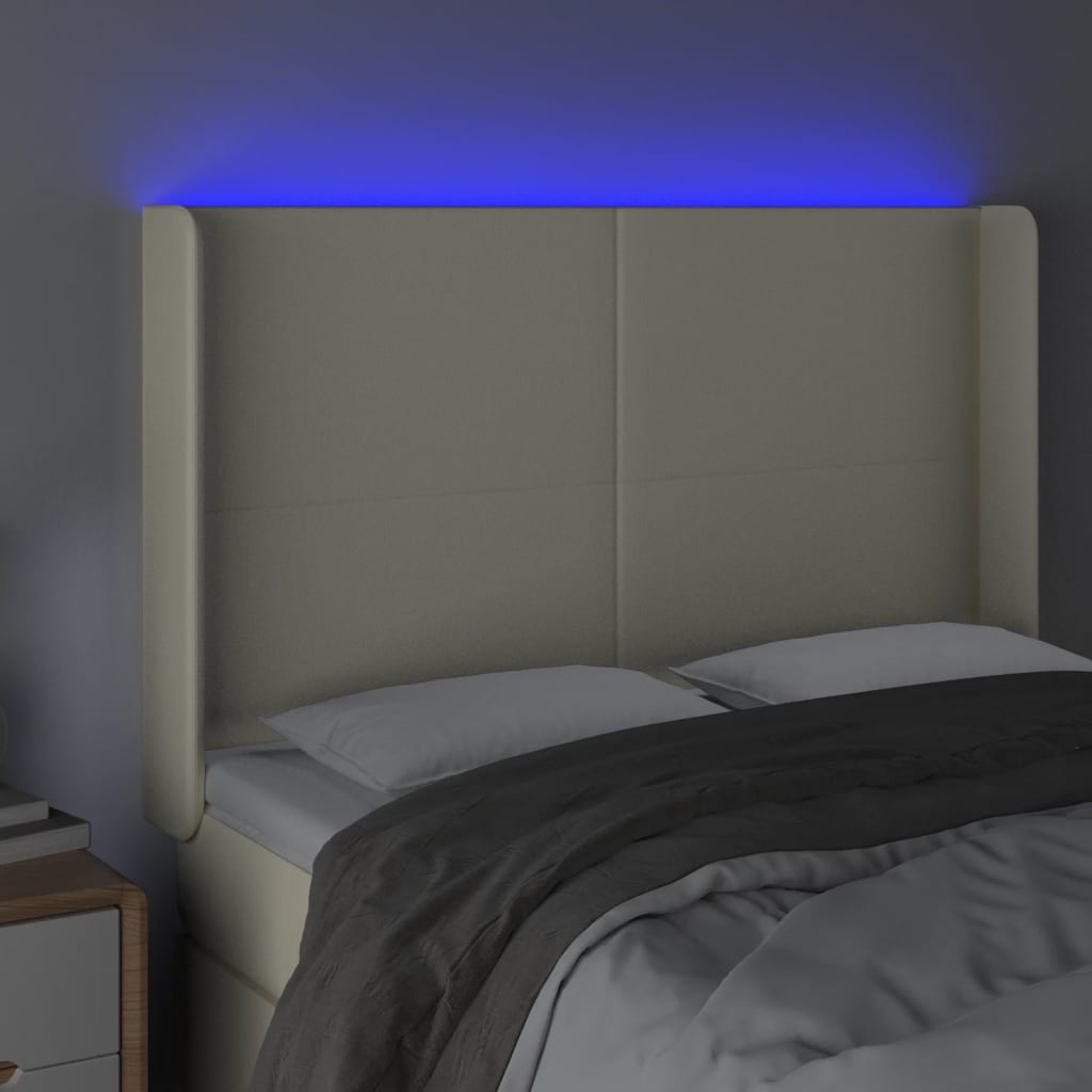 Tête de lit à LED Crème 147x16x118/128 cm Similicuir - XIOS