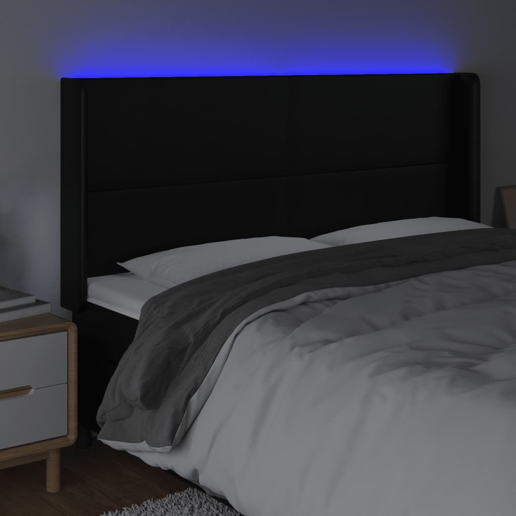 Tête de lit à LED Noir 163x16x118/128 cm Similicuir - XIOS
