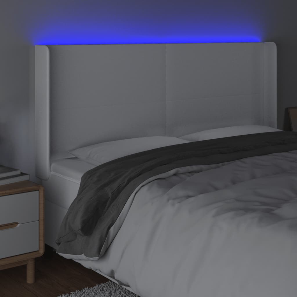 Tête de lit à LED Blanc 183x16x118/128 cm Similicuir - XIOS
